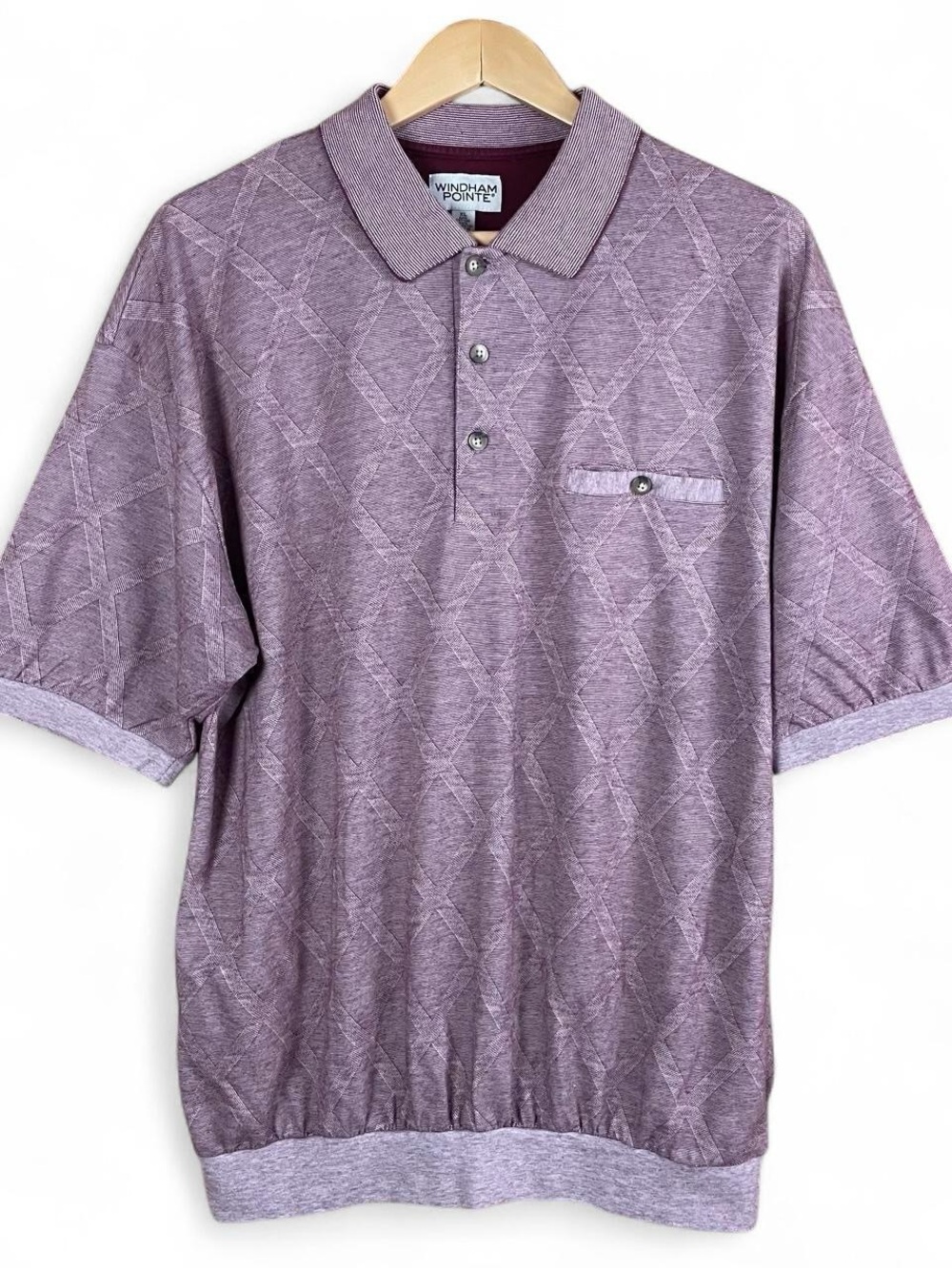 Windham Pointe Men's Lavender Diamond-Pattern Polo
